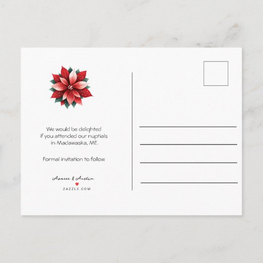 Carte Postale Faire-part Style de calendrier Mariage Enregistrer la date Dé (Dos)