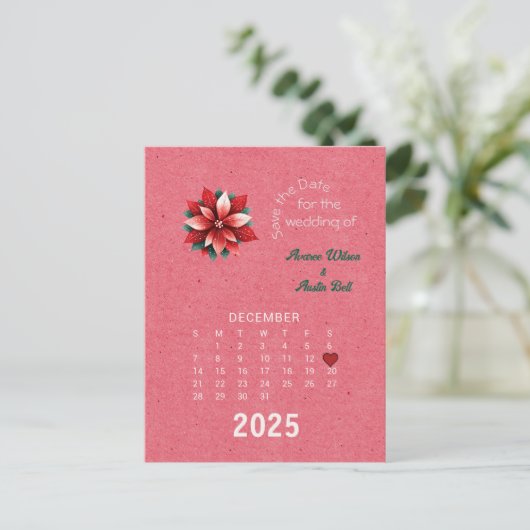 Carte Postale Faire-part Style de calendrier Mariage Enregistrer la date Dé (Debout devant)