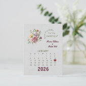 Carte Postale Faire-part Style de calendrier Mariage Enregistrer la date Ja (Debout devant)