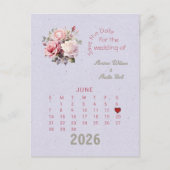 Carte Postale Faire-part Style de calendrier Mariage Enregistrer la date Ju (Devant)