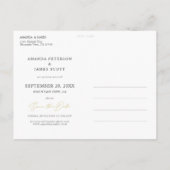 Carte Postale Faire-part Style moderne Gold Script Photo Enregistrer la dat (Dos)