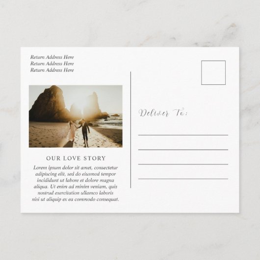 Carte Postale Faire-part Style Neutre Photo Moderne Mariage Enregistrer la  (Dos)