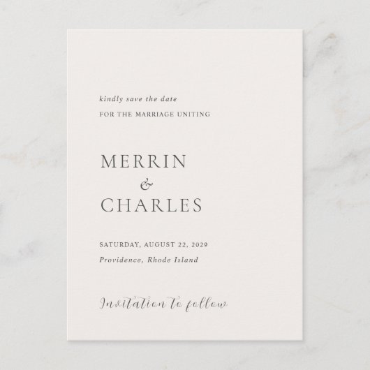 Carte Postale Faire-part Style Neutre Photo Moderne Mariage Enregistrer la  (Devant)