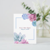 Carte Postale Faire-part Succulentes Chic Blanc Fiesta Rustique Enregistrez (Debout devant)