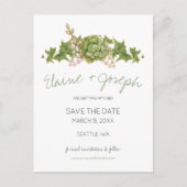 Carte Postale Faire-part Succulentes Mariage Rustique faire part de date (Devant)