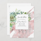 Carte Postale Faire-part Succulentes plantes vertes Rose Gold Save the Date (Devant / Derrière)