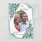 Carte Postale Faire-part Succulents dans l'eau en bleu menthe / vert pin (Devant)