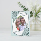 Carte Postale Faire-part Succulents dans l'eau en bleu menthe / vert pin (Debout devant)