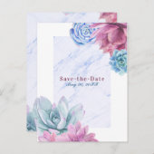 Carte Postale Faire-part Succulents Marble Chic Rustic Fiesta Enregistrer l (Devant / Derrière)