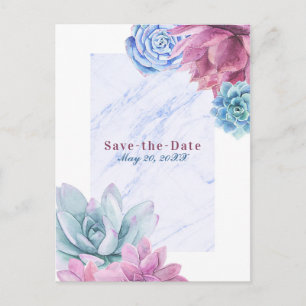 Carte Postale Faire-part Succulents Marble Chic Rustique Fiesta Enregistrez