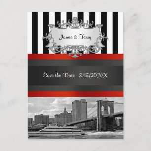 Carte Postale Faire-part Suite d'invitation Pont de Brooklyn sur la skyline