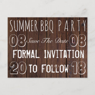 Carte Postale Faire-part Summer BBBQ Party Enregistrer La Date Rustique Boi