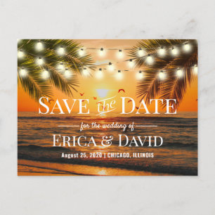 Carte Postale Faire-part Summer Sunset Beach Wedding Enregistrer la date