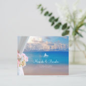 Carte Postale Faire-part Summer Sunset Floral Beach Mariage Modifier la dat (Debout devant)