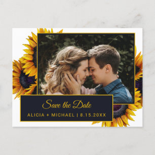 Carte Postale Faire-part Sunfleurs d'été Mariage photo Enregistrer la dat