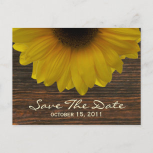 Carte Postale Faire-part Sunflower & Barnwood Fall Enregistrer La Date Cart