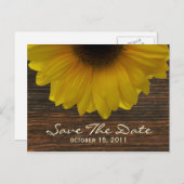 Carte Postale Faire-part Sunflower & Barnwood Fall Enregistrer La Date Cart (Devant / Derrière)