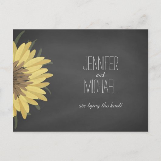 Carte Postale Faire-part Sunflower Chalkboard Mariage rustique enregistrer  (Devant)