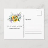 Carte Postale Faire-part Sunflower Eucalyptus Lavender Enregistrer La Date (Dos)