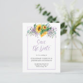 Carte Postale Faire-part Sunflower Eucalyptus Lavender Enregistrer La Date (Debout devant)