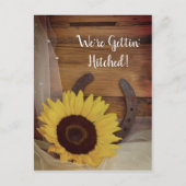 Carte Postale Faire-part Sunflower Horseshoe Mariage Occidental Enregistrer (Devant)