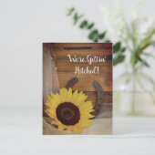 Carte Postale Faire-part Sunflower Horseshoe Mariage Occidental Enregistrer (Debout devant)