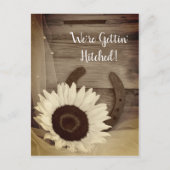 Carte Postale Faire-part Sunflower Horseshoe Western Enregistrer la date Se (Devant)