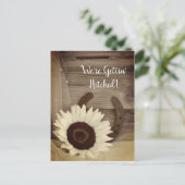 Carte Postale Faire-part Sunflower Horseshoe Western Enregistrer la date Se (Debout devant)