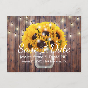 Carte Postale Faire-part Sunflower Jar Rustic Grange Mariage Enregistrer la