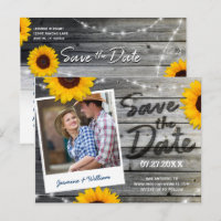 Sunflower Photo Grey Mariage rustique Enregistrer