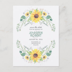 Carte Postale Faire-part Sunflower Rustic Country Enregistrer la date