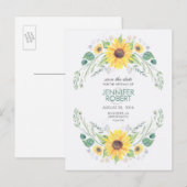 Carte Postale Faire-part Sunflower Rustic Country Enregistrer la date (Devant / Derrière)