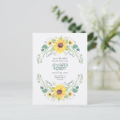 Carte Postale Faire-part Sunflower Rustic Country Enregistrer la date (Debout devant)