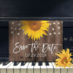 Carte Postale Faire-part Sunflower Rustic Grange Mariage Enregistrer la dat