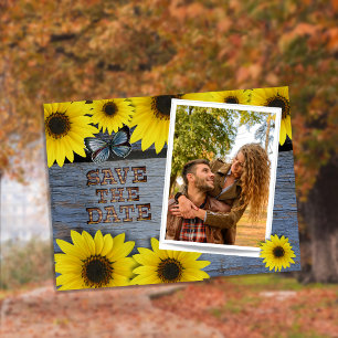 Carte Postale Faire-part Sunflower Save the Date Mariage  Bleu classique
