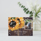 Carte Postale Faire-part Sunflower Wood Lights Photo Mariage Enregistrer La (Debout devant)