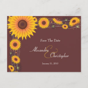 Carte Postale Faire-part Sunflowers Élégant Enregistrer La Date Annonce