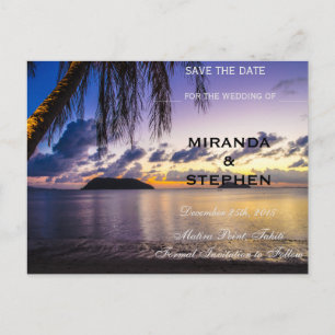 Carte Postale Faire-part Sunset beach enregistrer la date