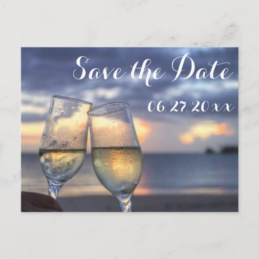 Carte Postale Faire-part Sunset Beach Wedding Enregistrer La Date (Devant)