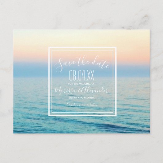 Carte Postale Faire-part Sunset Beach Wedding Sauvez les Dates (Devant)