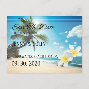 Carte Postale Faire-part Sunshine Beach Palm Trees Plumeria Enregistrer La