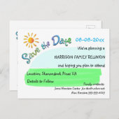 Carte Postale Faire-part Sunshine Réunion familiale Enregistrer la date Car (Devant / Derrière)