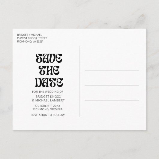 Carte Postale Faire-part Super Retro Boho Photo Wedding Enregistrer la date (Dos)