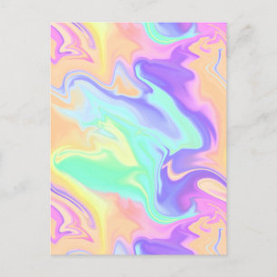Carte Postale Faire-part Super Retro Tie Dye Pastel Marble Swirl