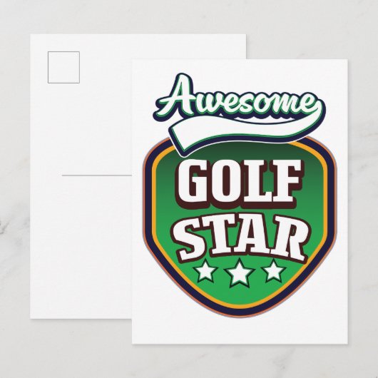 Carte Postale Faire-part Superbe étoile de golf  (Devant / Derrière)