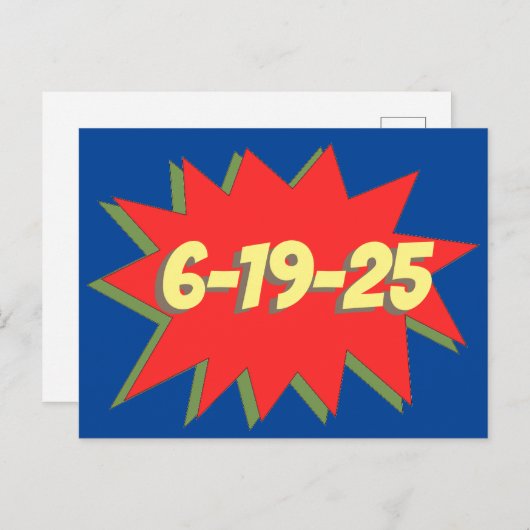 Carte Postale Faire-part Superhero Comic Enregistrer La Date (Devant / Derrière)