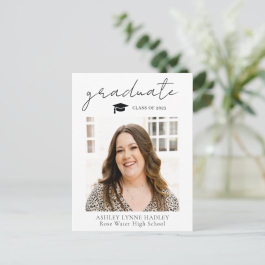 Carte Postale Faire-part Superposition de script d'annonce de remise de dip (Debout devant)