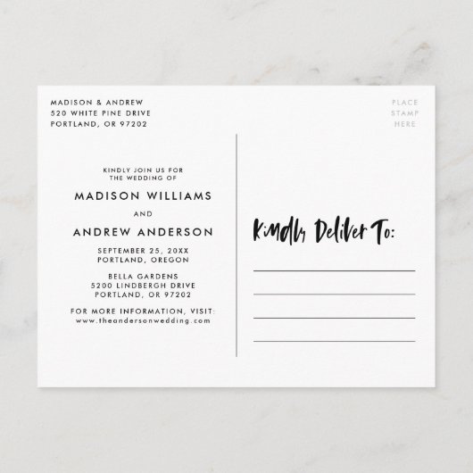 Carte Postale Faire-part Superposition de script de pinceau gras Changer la (Dos)