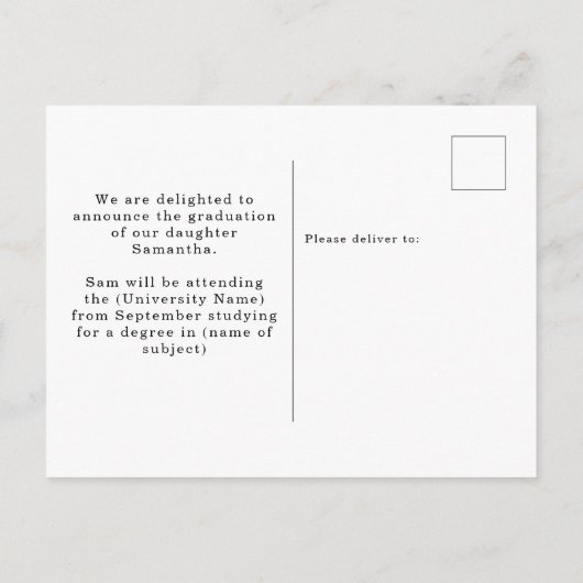 Carte Postale Faire-part Superposition photo moderne Jaune Vert 2023 Gradua (Dos)