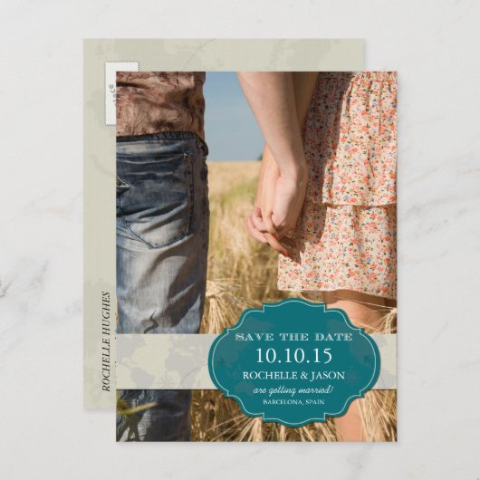 Carte Postale Faire-part Sur le site Enregistrer la date (Devant / Derrière)